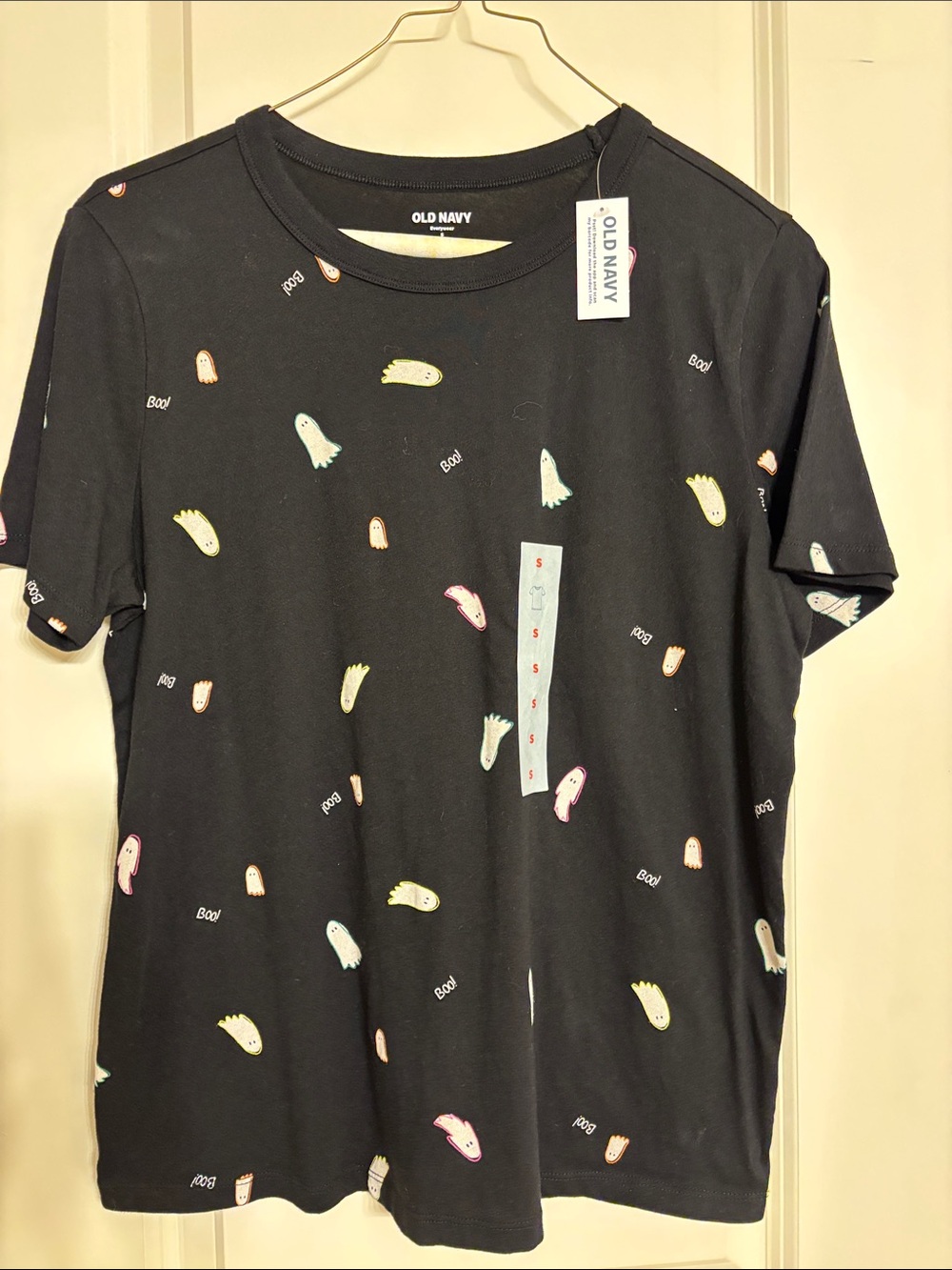 Old Navy Black Tee with Halloween Ghost Print